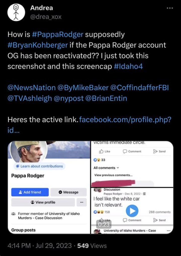 How would anyone besides him know some of this?: Bryan Kohberger Pappa Rodgers Facebook posts